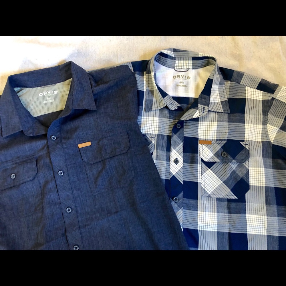 ORVIS XXL Short-Sleeve Blue Quick-dry Fishing